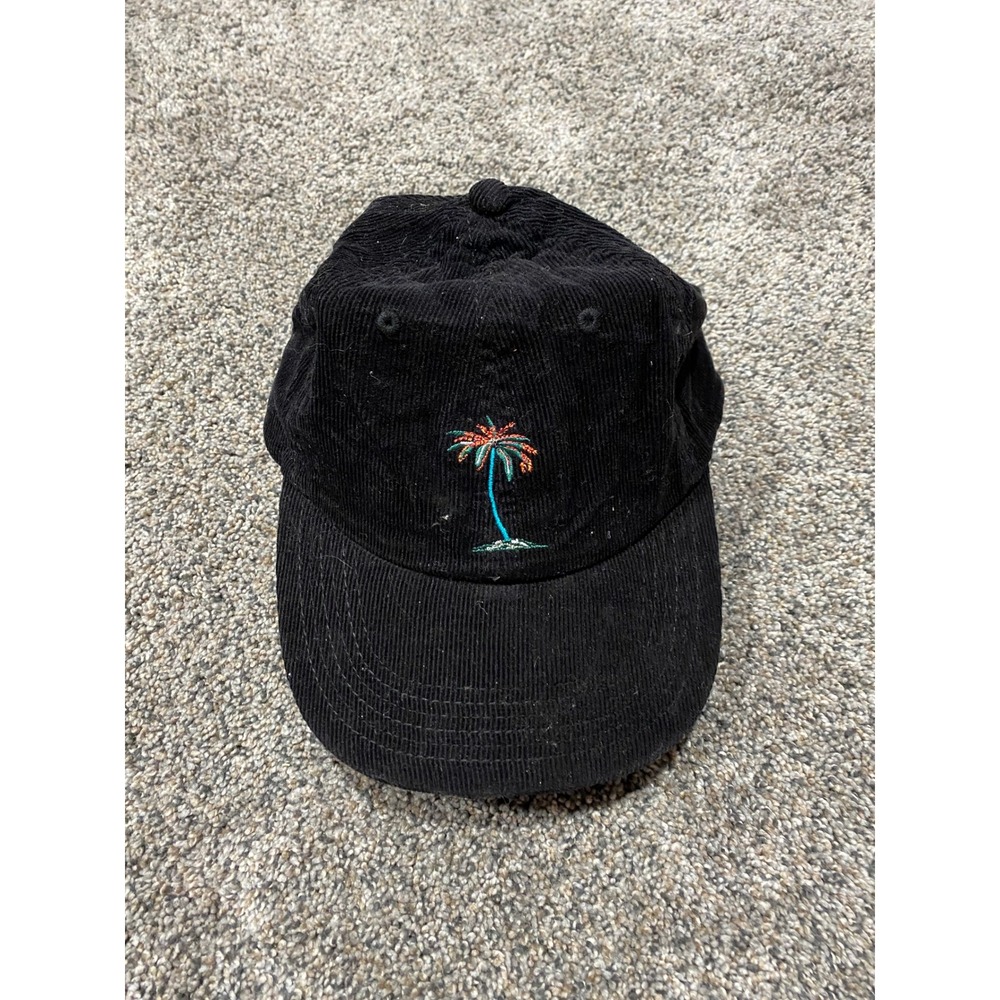 Banks Journal Corduroy Hat Mens OSFM Black Excellent Palm Tree Leather Strap
